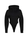 Mugler Cotton Hooded Bodysuit In Black