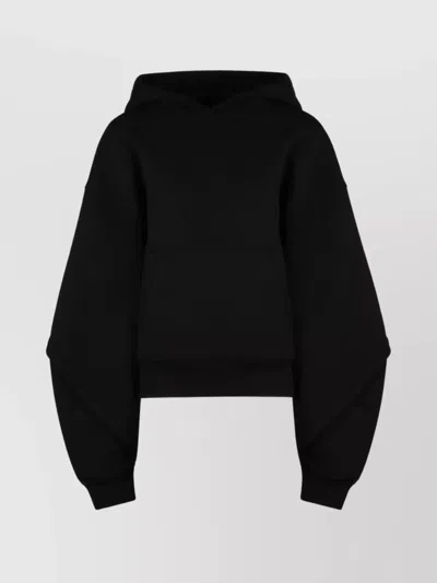 Mugler Hooded Organic Cotton Oversized Hoodie In Black