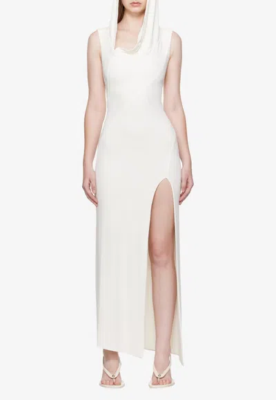 Mugler Hooded Sleeveless Maxi Dress In White