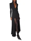 Mugler Long Sleeve Asymmetric Hem Hooded Top In Black