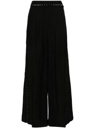 Mugler Hook & Eye Wide-leg Trousers In Black