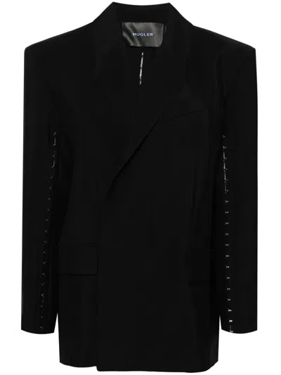 Mugler Hook-detail Double-breasted Blazer In Black