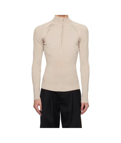 Mugler Hook-and-eye Ribbed T-shirt In White