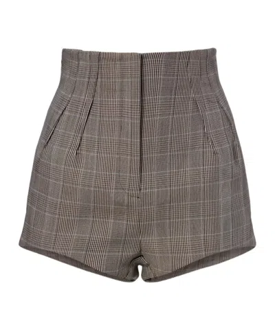 Mugler Houndstooth Virgin Wool Shorts In Gray