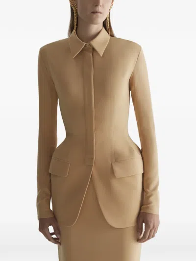 Mugler Hourglass Jacket In Brown