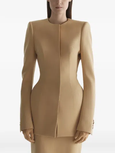 Mugler Hourglass Jacket In Brown