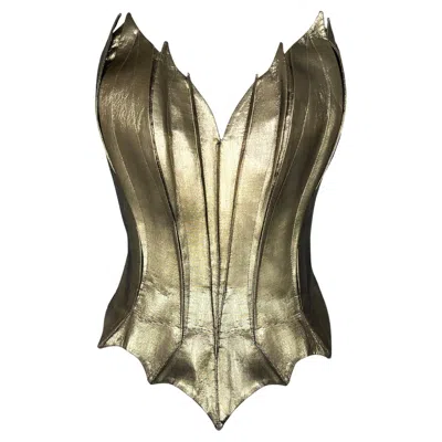 Pre-owned Mugler Iconic Thierry  Gold Corset Fw 1990 Holy Grail Showstopper Mueseum In Brown