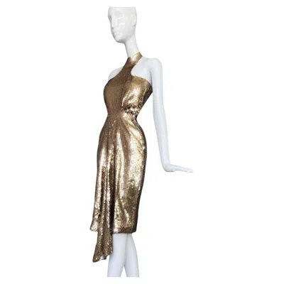 Pre-owned Mugler Iconic Thierry  Gold Sequin Showstopper Evening Gown In Gray