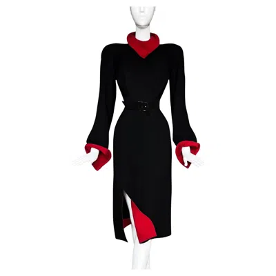 Pre-owned Mugler Iconic Thierry  Les Infernales She Devil Runway Dress Black Red