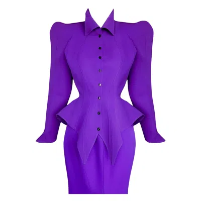 Pre-owned Mugler Iconic Thierry  Les Infernales Suit 1988/89 Jacket Skirt In Purple