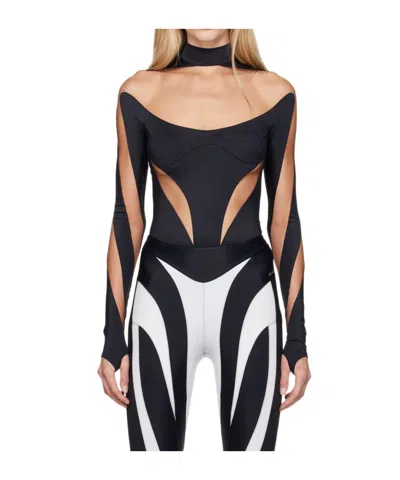 Mugler Illusion Logo Jumpsuit In Black