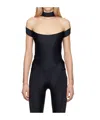 Mugler Black & Beige Illusion Neckline Bodysuit In Black