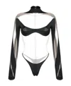 Mugler Illusion Panelled Bodysuit In White