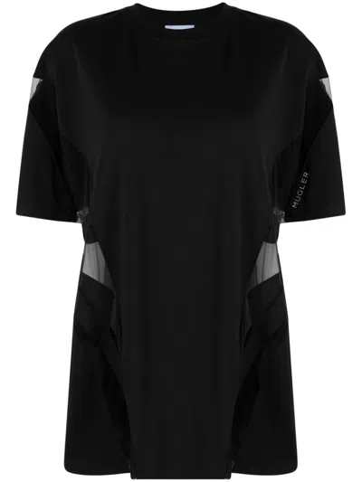 Mugler Illusion Panelled Cotton T-shirt In Black