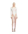 Mugler Illusion Shaping Bodysuit Woman White In Polyamide In Nude