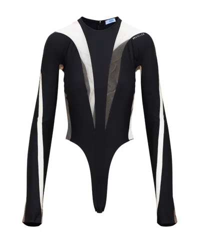 MUGLER ILLUSION SHEER-PANEL BODYSUIT