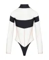 Mugler Long Sleeves Illusion Bodysuit In White