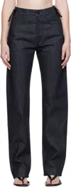 Mugler Indigo Laced-up Straight Jeans In Black
