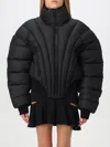 Mugler Collared Zipper Cotton-padded Jacket In Schwarz