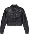 Mugler Blue Wax-effect Jacket In Midnight Blue/black