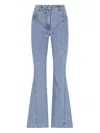 Mugler Straight Flared High-waisted Trousers In Blue