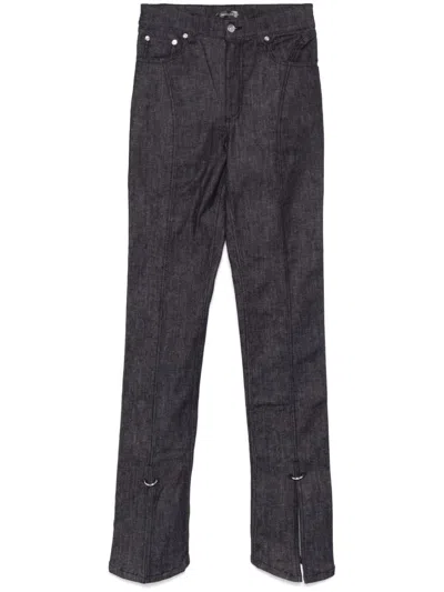 Mugler Piercing-detail Jeans In Blue