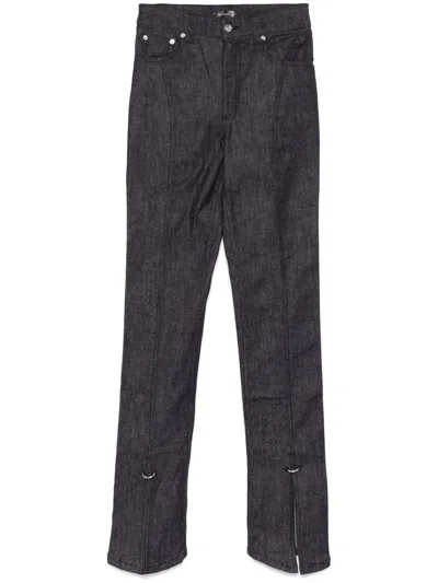 Mugler Piercing-detail Jeans In Blue