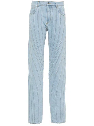 Mugler Multi-seam Spiral Jeans In Blue