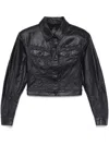 Mugler Blue Wax-effect Jacket In Blue