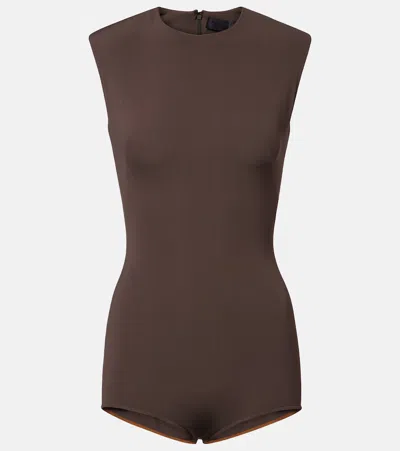 Mugler Jersey Bodysuit In Brown