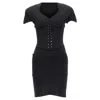Mugler Jersey Corset Lace Up Waist Bodycon Dress In Black