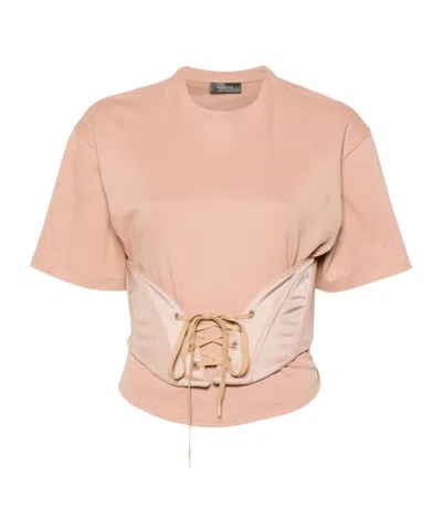 Mugler Jersey-corset T-shirt In Nude