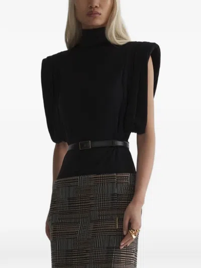 Mugler Jersey Frame Top In Black