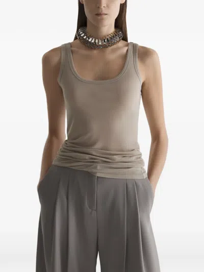 Mugler Jersey Tank Top In Gray