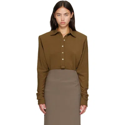 Mugler Khaki Batsleeves Polo Bodysuit In 5043military Green