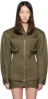 Mugler Khaki Cargo Jacket In Green
