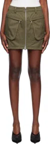 Mugler Khaki Cargo Miniskirt In Green