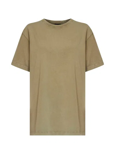Mugler Khaki Cotton Jersey Logo T-shirt In Brown