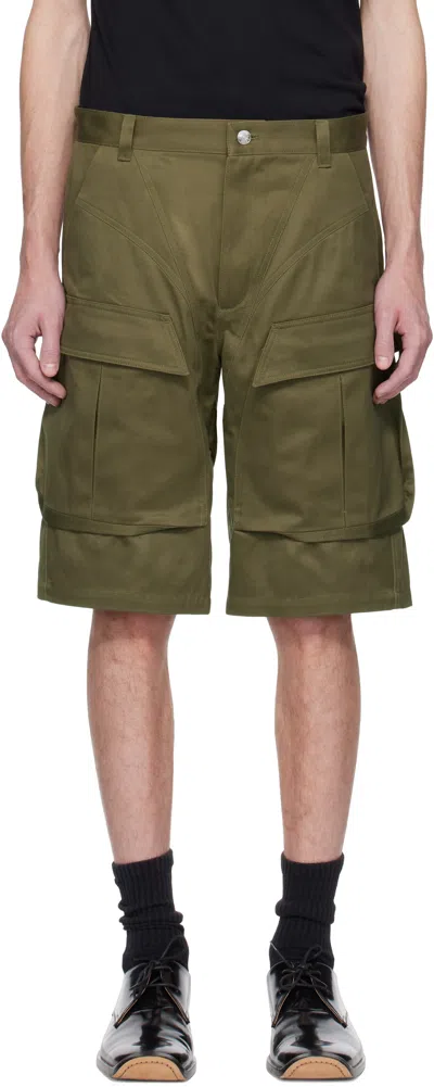 Mugler Khaki Relaxed-fit Cargo Shorts In 5047