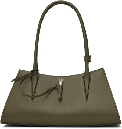 Mugler Khaki Smooth Leather Fang Bag In 5050 Leather Khaki