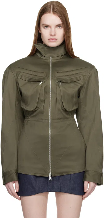 Mugler Khaki Tailored Cotton Jacket