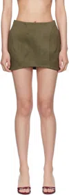Mugler Khaki Tailored Miniskirt In Green