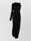 Mugler Knee Length Draped One-shoulder Dress In Black