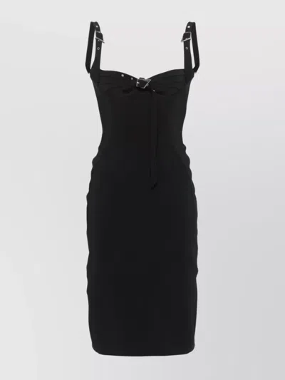 Mugler Knee Length Dress Bustier Neckline In Black