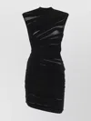Mugler Ruched Sheer Mini Dress