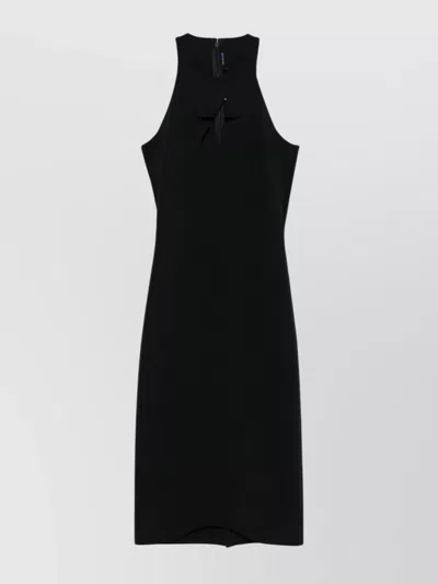 Mugler Black Star Sleeveless Midi Dress In 1999 Black