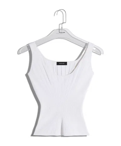 Mugler Knit Tank Top In White