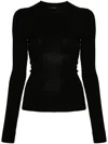 Mugler Ribbed Knit Top With Long Sleeves In Schwarz