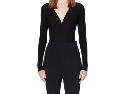 Mugler Knitted Button-front Bodysuit In Black