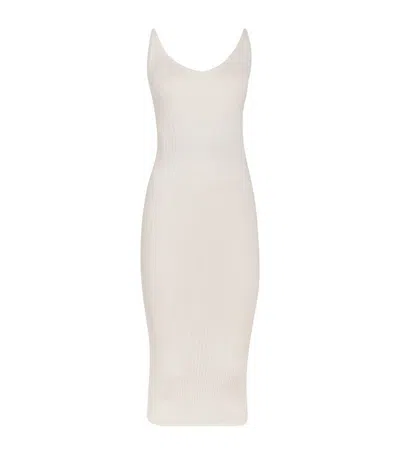 Mugler Knitted Midi Dress In 1003 Off White